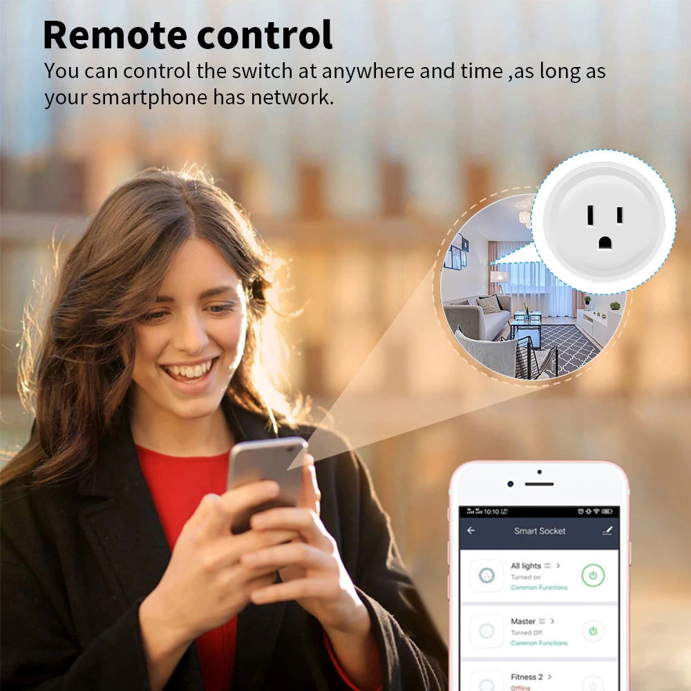 Smart WiFi Plug (Tuya, Zigbee) – Voice Control & Energy Monitor, 16A | Compatible with Alexa & Google