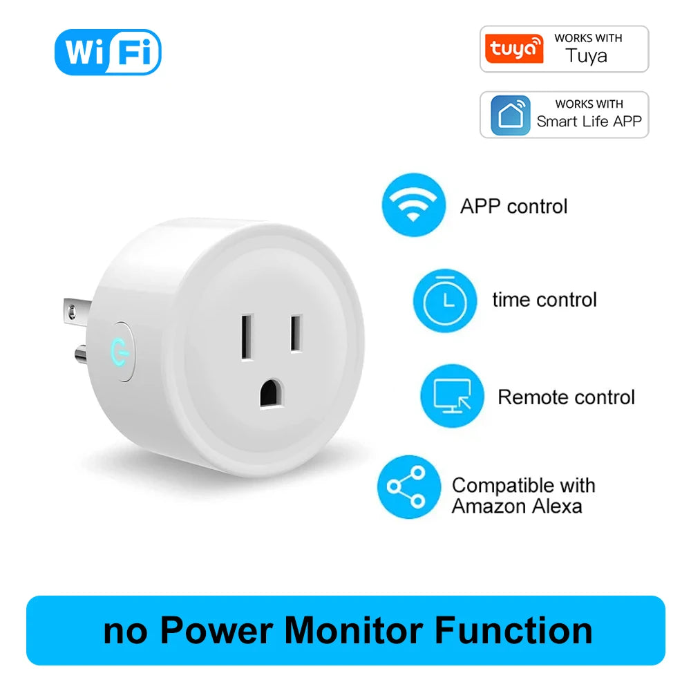 Smart WiFi Plug (Tuya, Zigbee) – Voice Control & Energy Monitor, 16A | Compatible with Alexa & Google
